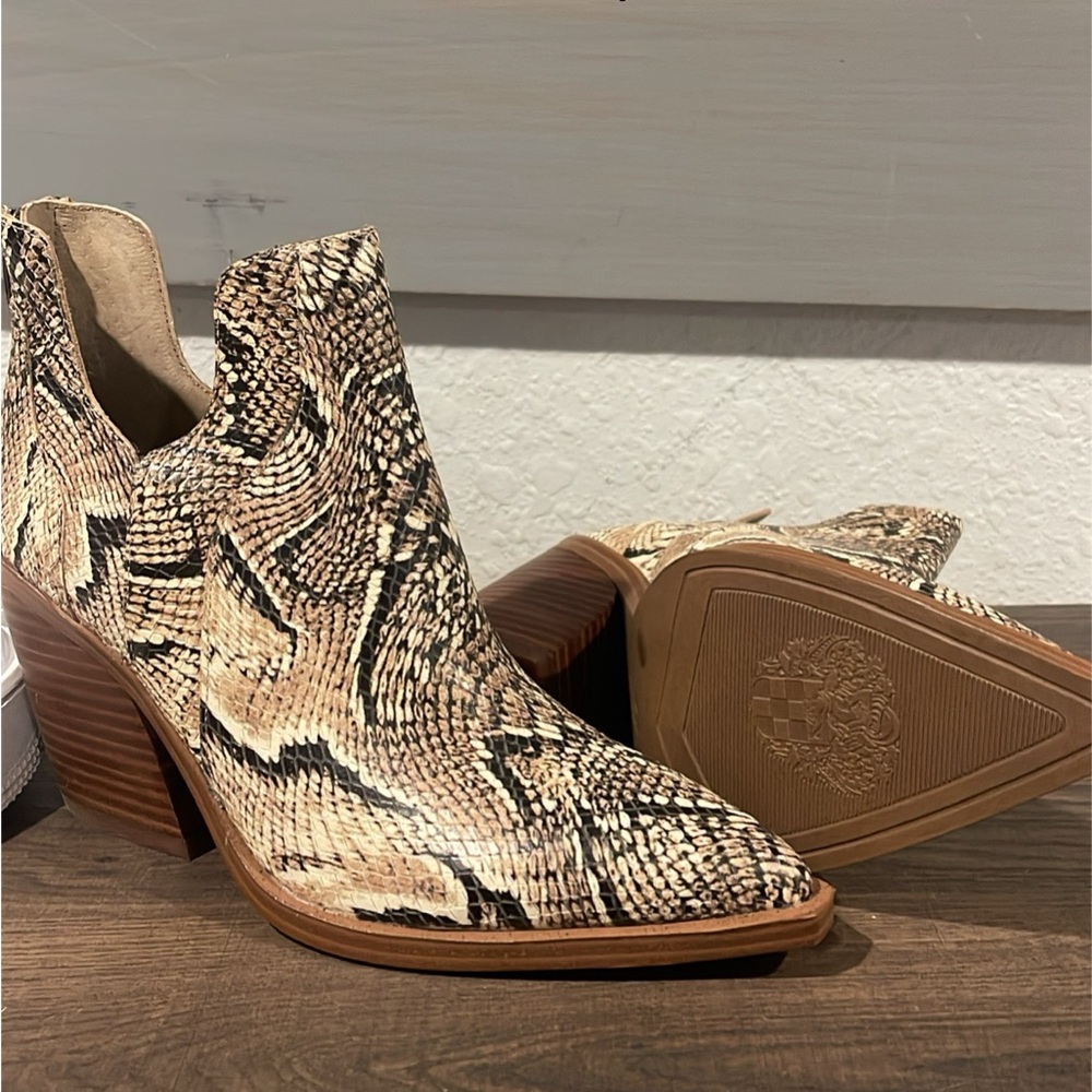 Vince Camuto Snakeskin Pattern Ankle Booties